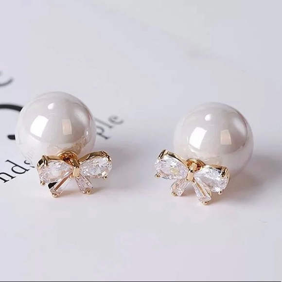 Bow and Ball Reversible Earrings - Picture 1 of 4